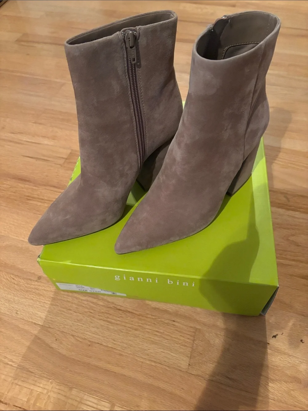 Gianni Bini Mauve Taupe Suede Pointed Ankle Booties